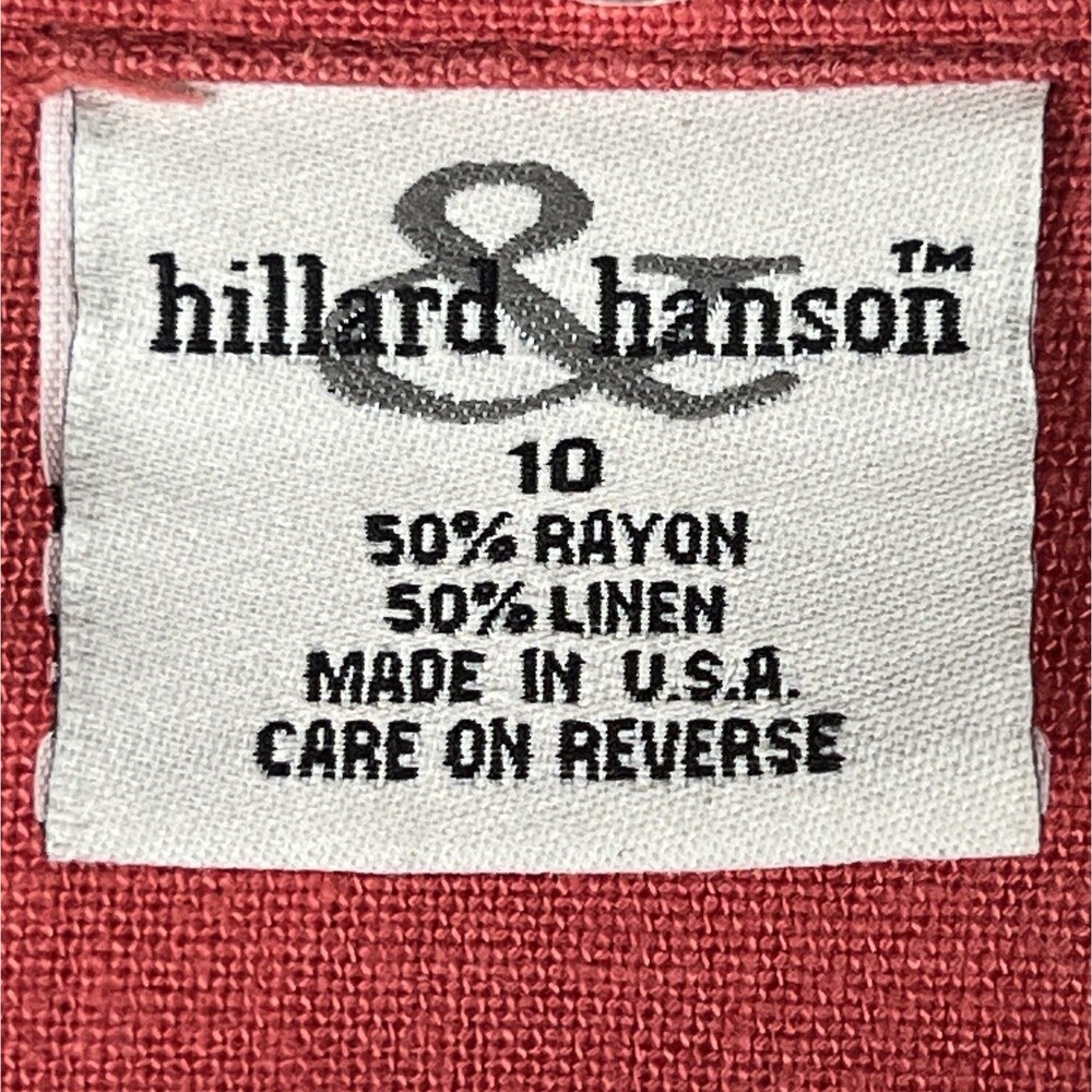 Hillard & Hanson Linen Blend Blazer Long-Sleeve Button-Up Salmon Red Orange - Picture 3 of 10